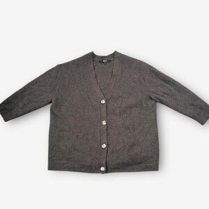 Quince Mongolian Cashmere Brown Fisherman Boxy Cropped Cardigan Sweater